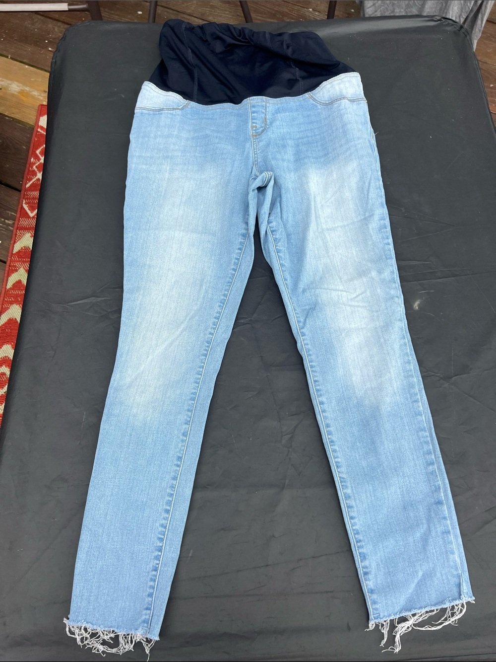 Isabel Maternity Jeggings Light Blue Maternity Skinny Jeans with Black Panel